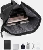 Mens PU Leather Travel Laptop Backpack - Image 3