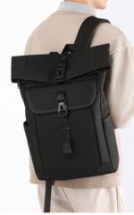 Mens PU Leather Travel Laptop Backpack - Image 2