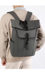 Mens PU Leather Travel Laptop Backpack - Image 4