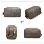 Double Zip Crazy Horse Leather Toiletry Bag - Image 2