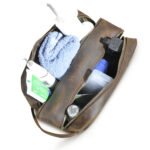 Double Zip Crazy Horse Leather Toiletry Bag - Image 3