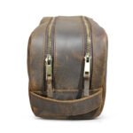 Double Zip Crazy Horse Leather Toiletry Bag - Image 5