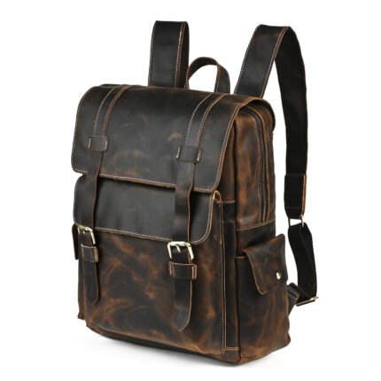 Crazy Horse Leather Laptop Backpack 15 Inch